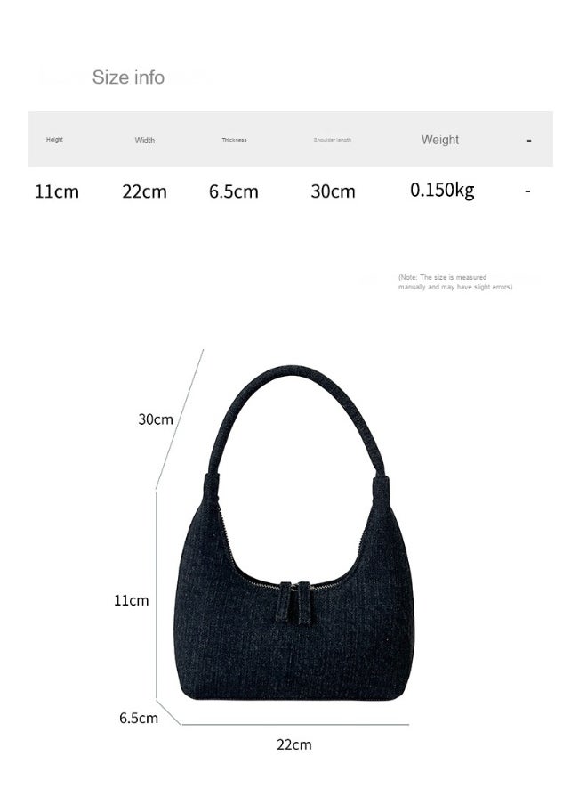 Korean Denim Hand Dumpling Bag Fashion Niche Baguette Bag High-grade Underarm Bag Female
