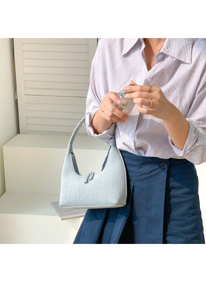 Korean Denim Hand Dumpling Bag Fashion Niche Baguette Bag High-grade Underarm Bag Female