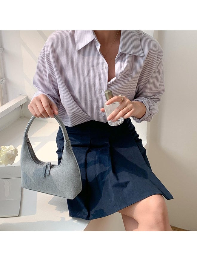Korean Denim Hand Dumpling Bag Fashion Niche Baguette Bag High-grade Underarm Bag Female
