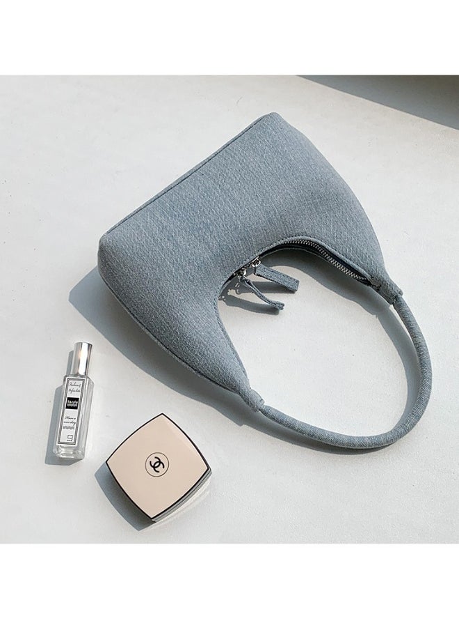 Korean Denim Hand Dumpling Bag Fashion Niche Baguette Bag High-grade Underarm Bag Female