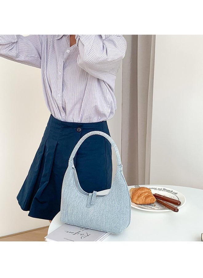 Korean Denim Hand Dumpling Bag Fashion Niche Baguette Bag High-grade Underarm Bag Female