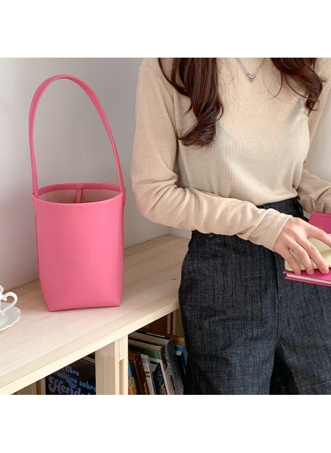 Simple Girl's Shoulder Bag Advanced Sense Refined Bucket Bag Large Capacity Small Wind Commuter Bag