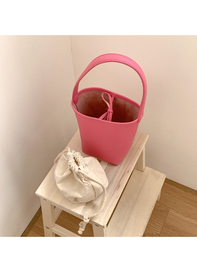 Simple Girl's Shoulder Bag Advanced Sense Refined Bucket Bag Large Capacity Small Wind Commuter Bag