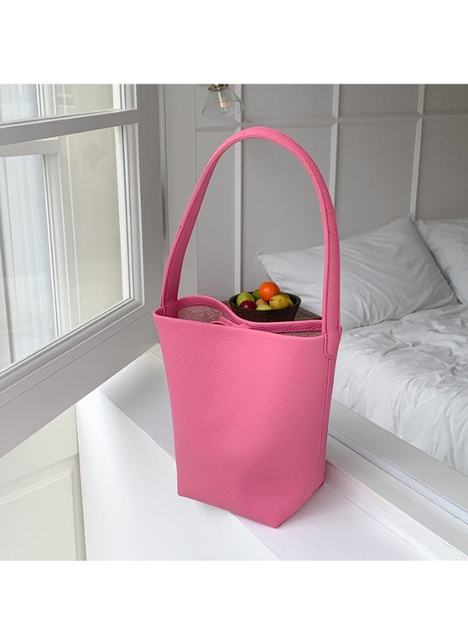 Simple Girl's Shoulder Bag Advanced Sense Refined Bucket Bag Large Capacity Small Wind Commuter Bag