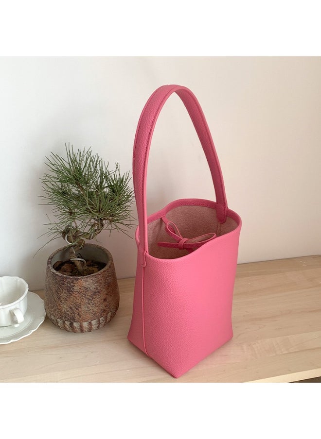 Simple Girl's Shoulder Bag Advanced Sense Refined Bucket Bag Large Capacity Small Wind Commuter Bag
