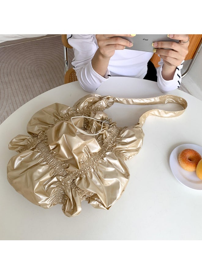 Niche Design Fold Large Capacity Shoulder Bag Personality Drawstring Cloud Bag Irregular Underarm Bag Advanced Sense