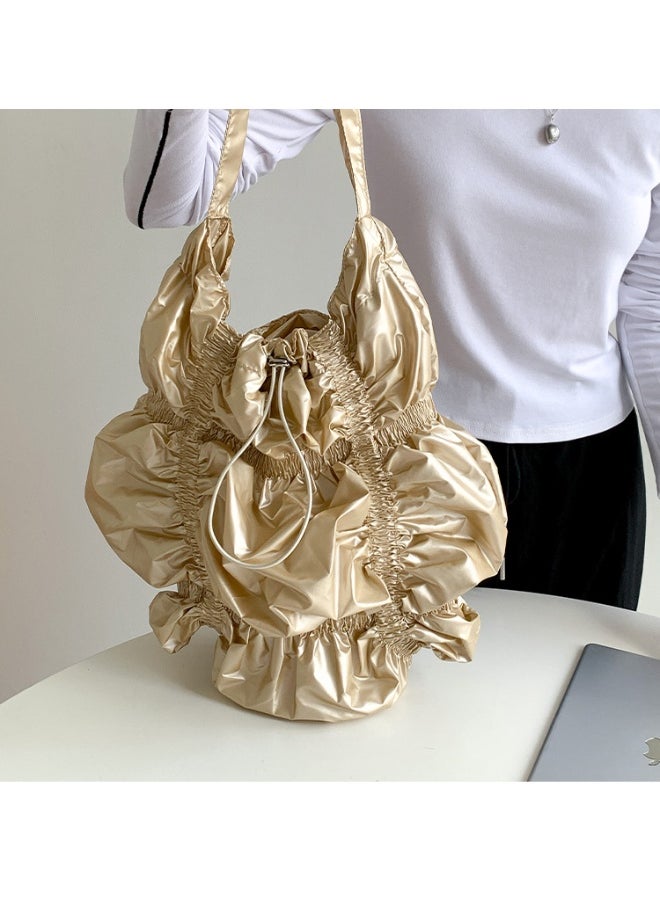 Niche Design Fold Large Capacity Shoulder Bag Personality Drawstring Cloud Bag Irregular Underarm Bag Advanced Sense