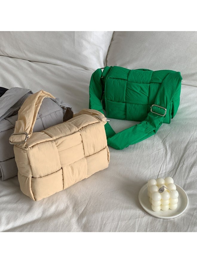 Niche Cotton Woven Pillow Bag Advanced Sense of Autumn-winter Assorted Beancurd Block Small Square Bag Single Shoulder Crossbody Bag Woman