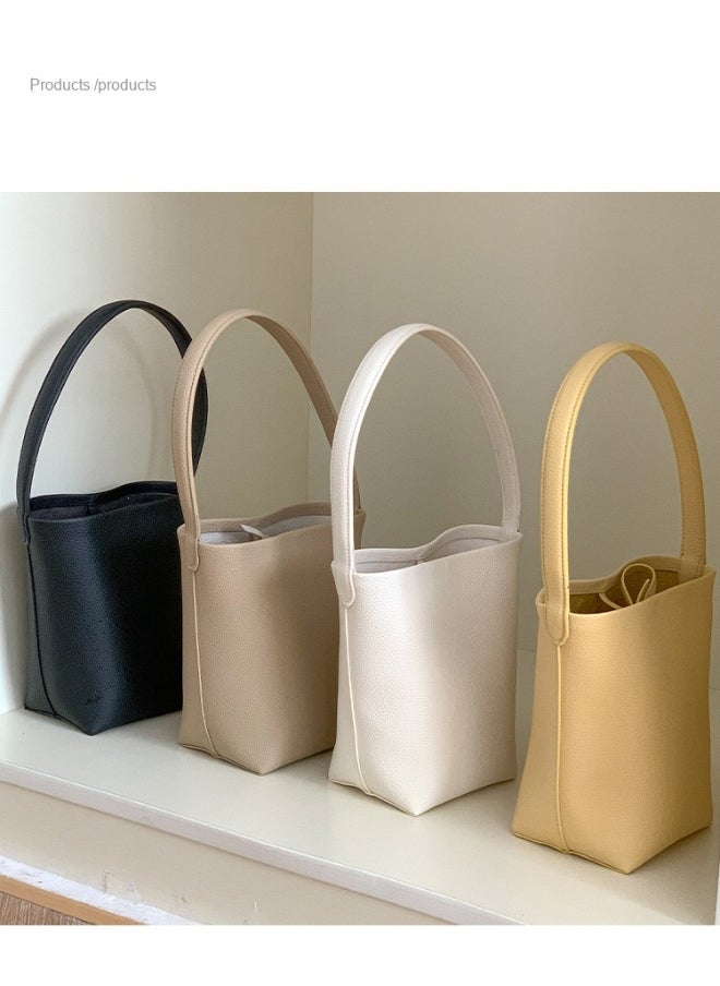 Simple Girl's Shoulder Bag Advanced Sense Refined Bucket Bag Large Capacity Small Wind Commuter Bag