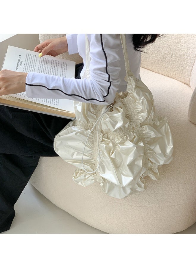 Niche Design Fold Large Capacity Shoulder Bag Personality Drawstring Cloud Bag Irregular Underarm Bag Advanced Sense