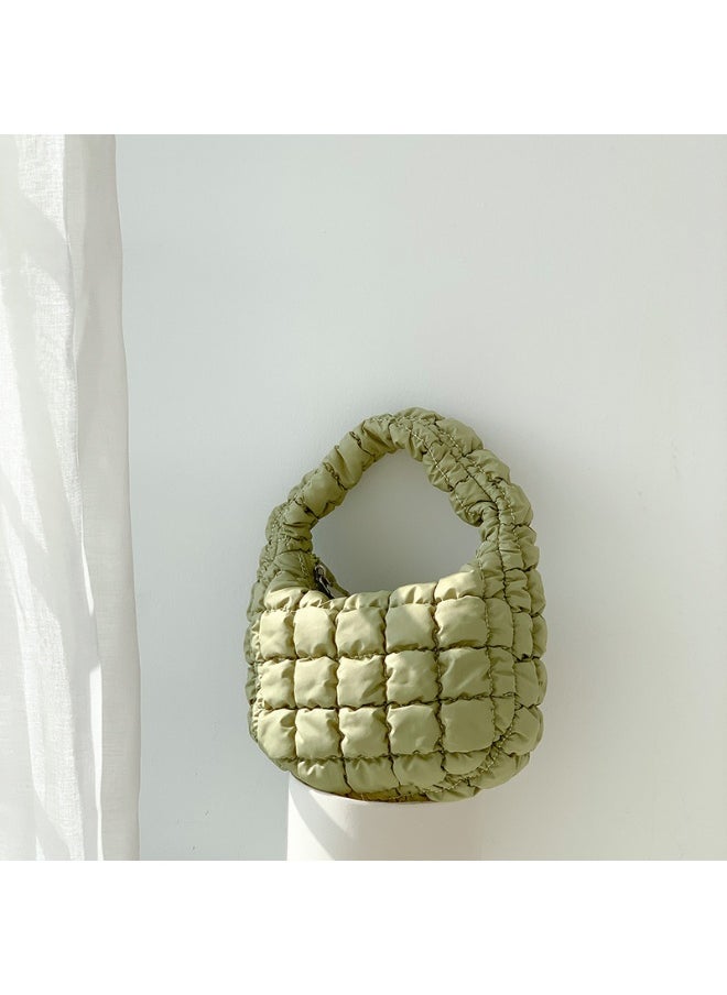 Autumn Pleated Diamond Check Handbag Cute Mini Cloud Bag Fashion Advanced Sense Bubble Down Bag