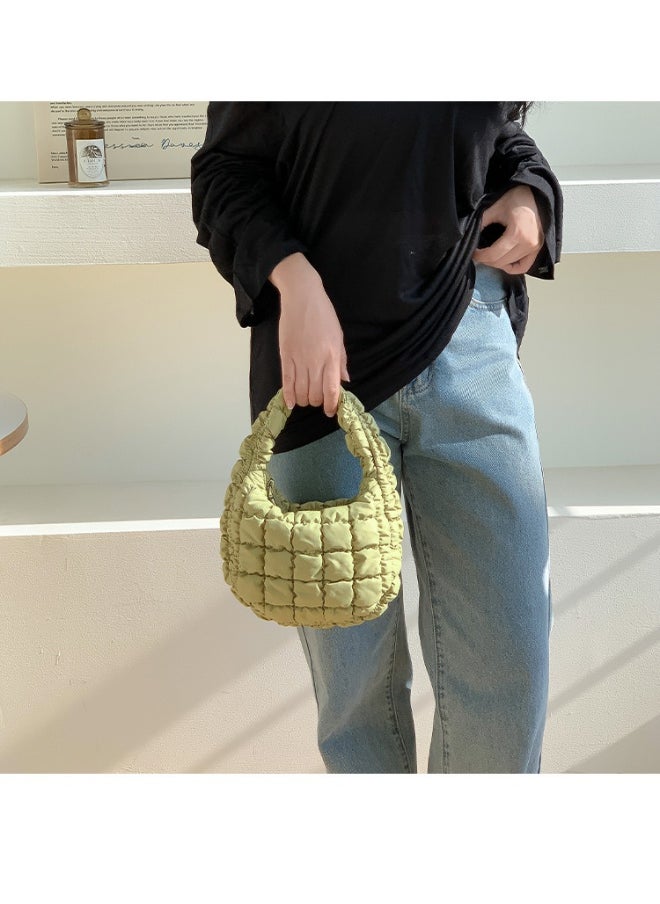 Autumn Pleated Diamond Check Handbag Cute Mini Cloud Bag Fashion Advanced Sense Bubble Down Bag