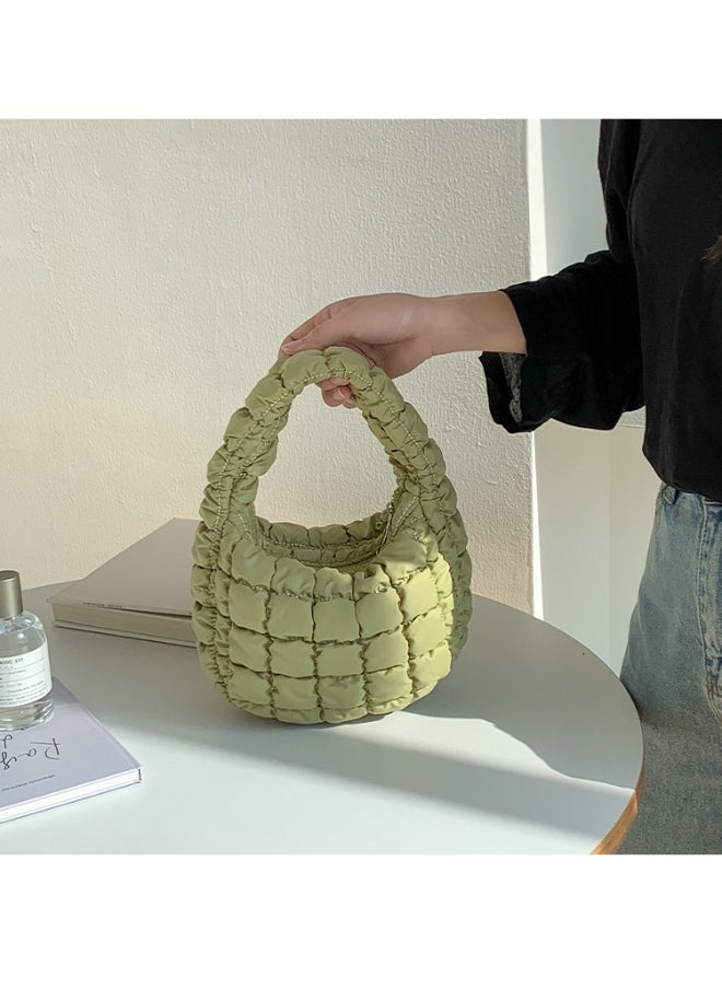Autumn Pleated Diamond Check Handbag Cute Mini Cloud Bag Fashion Advanced Sense Bubble Down Bag