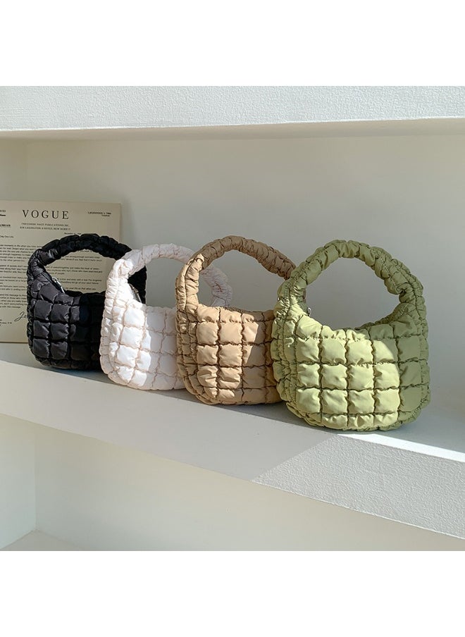 Autumn Pleated Diamond Check Handbag Cute Mini Cloud Bag Fashion Advanced Sense Bubble Down Bag
