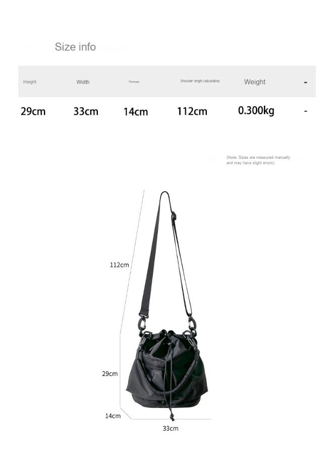 Korean Large Capacity Drawstring Nylon Bucket Bag Leisure Handbag Senior Sense Commuter Single Shoulder Crossbody Bag for Women