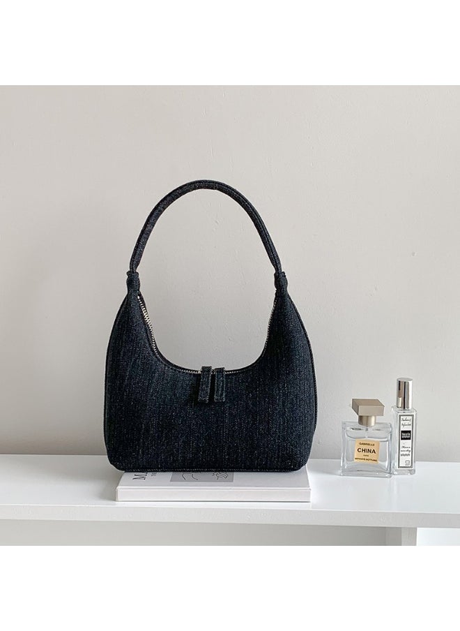 Korean Denim Hand Dumpling Bag Fashion Niche Baguette Bag High-grade Underarm Bag Female