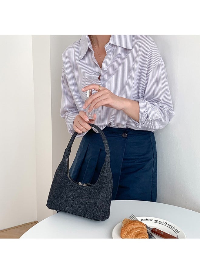 Korean Denim Hand Dumpling Bag Fashion Niche Baguette Bag High-grade Underarm Bag Female