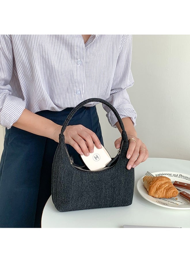 Korean Denim Hand Dumpling Bag Fashion Niche Baguette Bag High-grade Underarm Bag Female