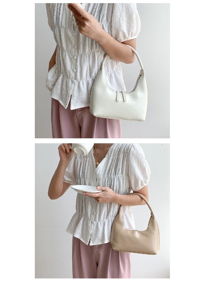 Korean Small Handbag Women's High-grade Temperament Simple Female Bag Bright PU Fashion Single Shoulder Niche Design Handbag