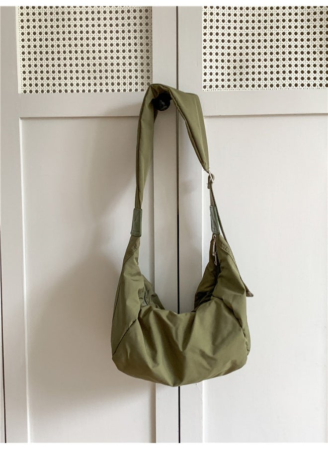 Korean Bag Women's Casual Single Shoulder Crossbody Bag Large Capacity Niche Fashion Wide Shoulder Strap Nylon Dumpling Bag Female