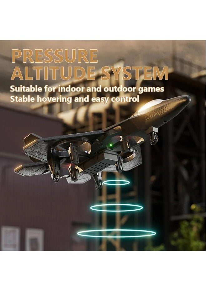 RC Helicopter Plane for Kids LO712, 2.4Ghz Remote Control Jet Fighter Airplane 3D Flip Quadcopter Toy Gifts, Cool Lights Stunt Airplane Roll Hovering for Boys Beginners (LO712)