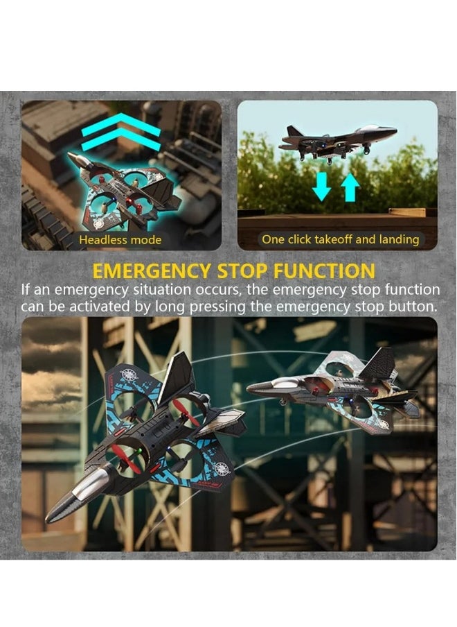 RC Helicopter Plane for Kids LO712, 2.4Ghz Remote Control Jet Fighter Airplane 3D Flip Quadcopter Toy Gifts, Cool Lights Stunt Airplane Roll Hovering for Boys Beginners (LO712)