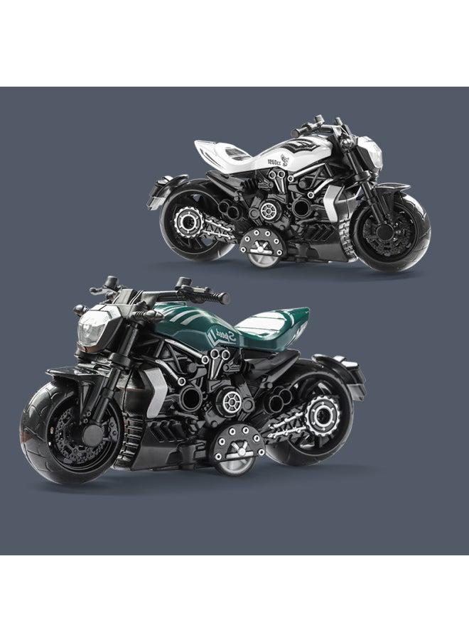 Motorcycle Toy Boy Simulation Alloy Motorcycle Model Racing Children's Back Toy Car Car Car Gift-Color:Alloy White Motorcycle Can Be Used As Pendant (size 10cm)
