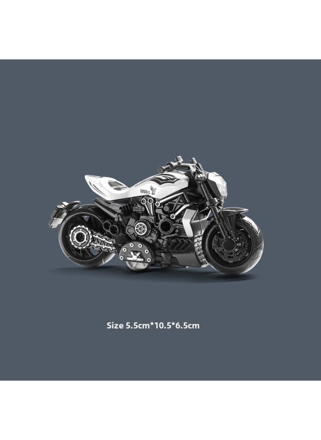 Motorcycle Toy Boy Simulation Alloy Motorcycle Model Racing Children's Back Toy Car Car Car Gift-Color:Alloy White Motorcycle Can Be Used As Pendant (size 10cm)