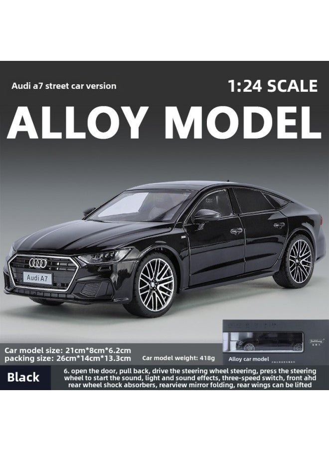 1:24 Audi A7 Street Car Version Alloy Car Model Collection Decoration Chenghai Toy Alloy Toy Car Simulation-Color:Black