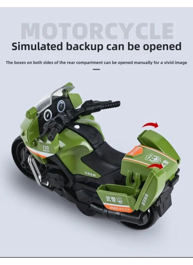 Motorcycle Toy Boy Simulation Alloy Motorcycle Model Racing Children's Back Toy Car Car Car Gift-Color:Armed Police Green Motorcycle Can Be Used As Pendant (size 12cm) Motorcycle