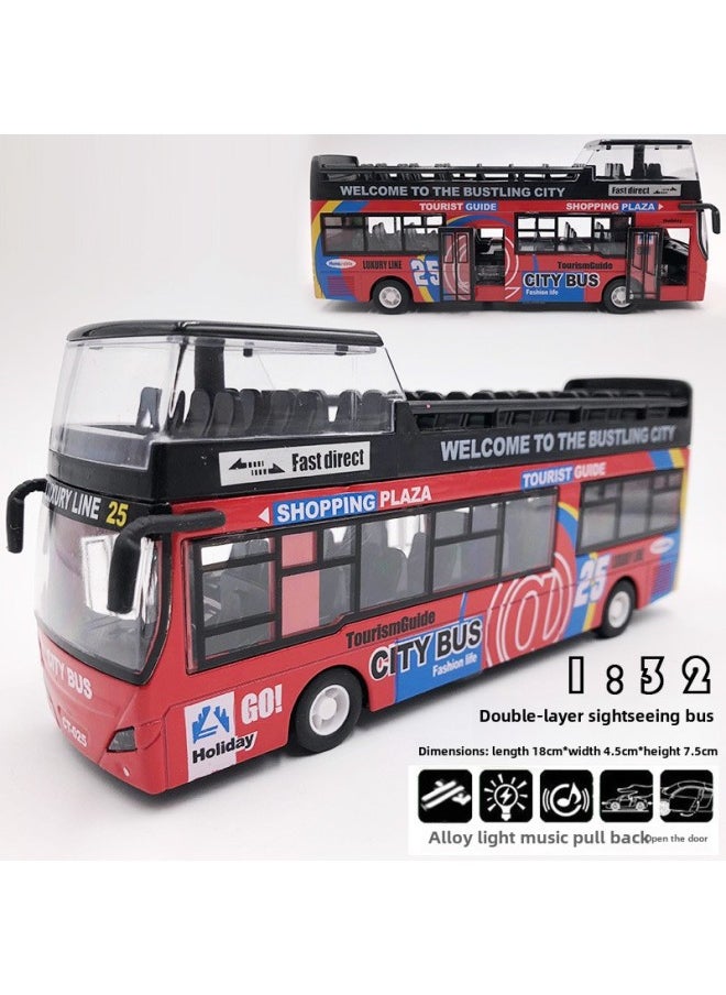 Alloy Bus Car Model Bus Toy Car Large Open Door City Simulation Public Transport Boy Huili-Colour:Double Decker Bus Green