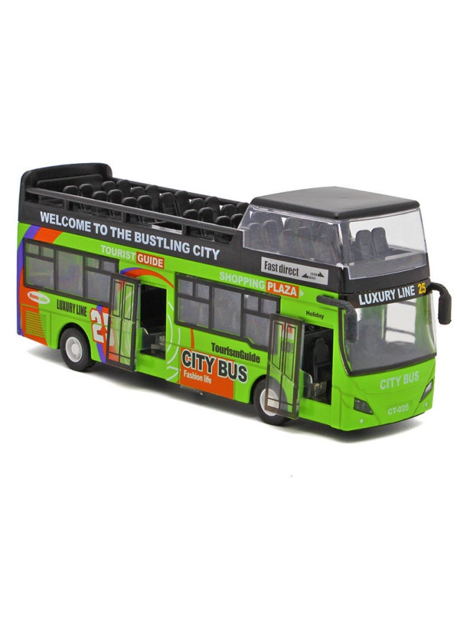 Alloy Bus Car Model Bus Toy Car Large Open Door City Simulation Public Transport Boy Huili-Colour:Double Decker Bus Green