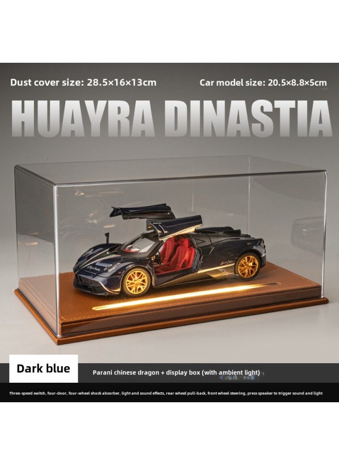 Simulation 1:24 Pa Garni Sports Car Alloy Car Model Acousto-optic Force Steering Boy Toy Car Metal Car Model-Color:Display Box With Light Pagani Blue