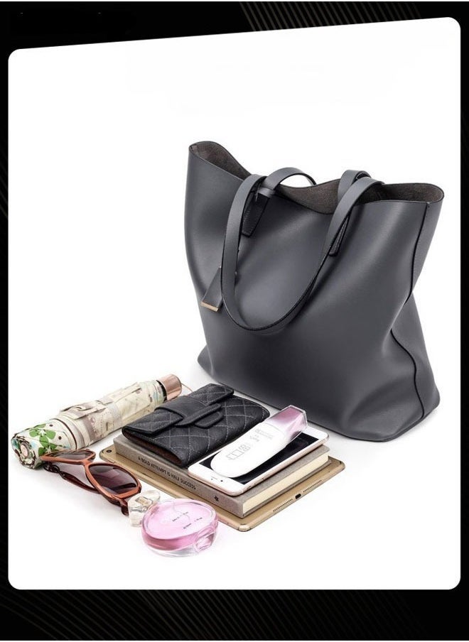 Solid Pattern Women Large Capacity  Messenger Bag   Faux Leather Waterproof Tote Bag Lightweight Shoulder Bag for Work Office Shopping