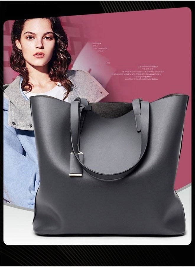 Solid Pattern Women Large Capacity  Messenger Bag   Faux Leather Waterproof Tote Bag Lightweight Shoulder Bag for Work Office Shopping
