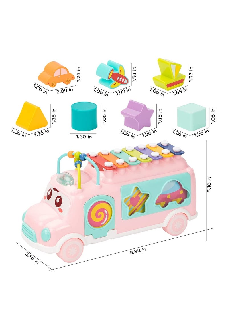 Baby Toy 12 18 Months, Music Bus Xylophone for Kids Toy, Baby Toys for 1 Year Old Boys and Girls with Building Blocks, Musical Toys for Toddlers 1 3, Early Educational Toys for Toddlers Gift