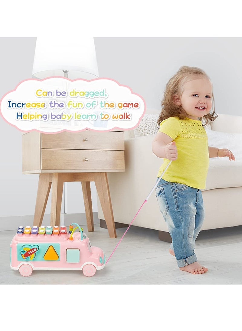 Baby Toy 12 18 Months, Music Bus Xylophone for Kids Toy, Baby Toys for 1 Year Old Boys and Girls with Building Blocks, Musical Toys for Toddlers 1 3, Early Educational Toys for Toddlers Gift