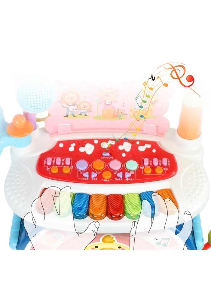 Kids Educational Drum Kit with Microphone & Keyboard – Musical Learning Toy with Lights, Sounds & Pedals for Toddlers Ages 3+
