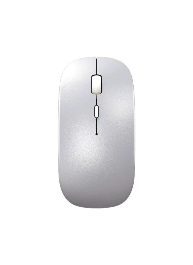 Desktop Rechargeable Mouse Bluetooth Wireless Office Universal Mute Gaming Laptop Dual Mode-Specification:Bluetooth 5.2 Dual Mode Rechargeable Silent Version-pure White