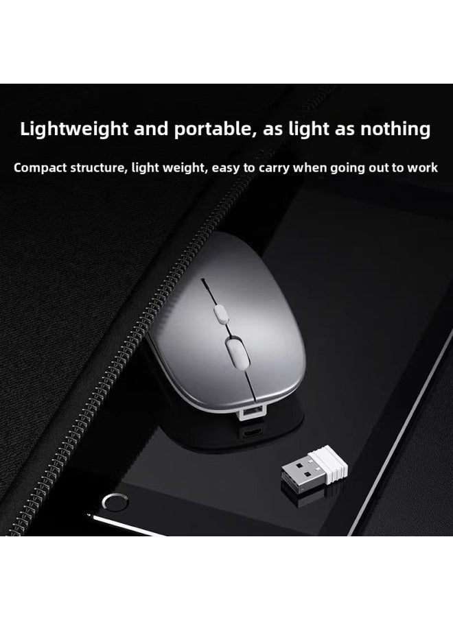 Desktop Rechargeable Mouse Bluetooth Wireless Office Universal Mute Gaming Laptop Dual Mode-Specification:Bluetooth 5.2 Dual Mode Rechargeable Silent Version-pure White