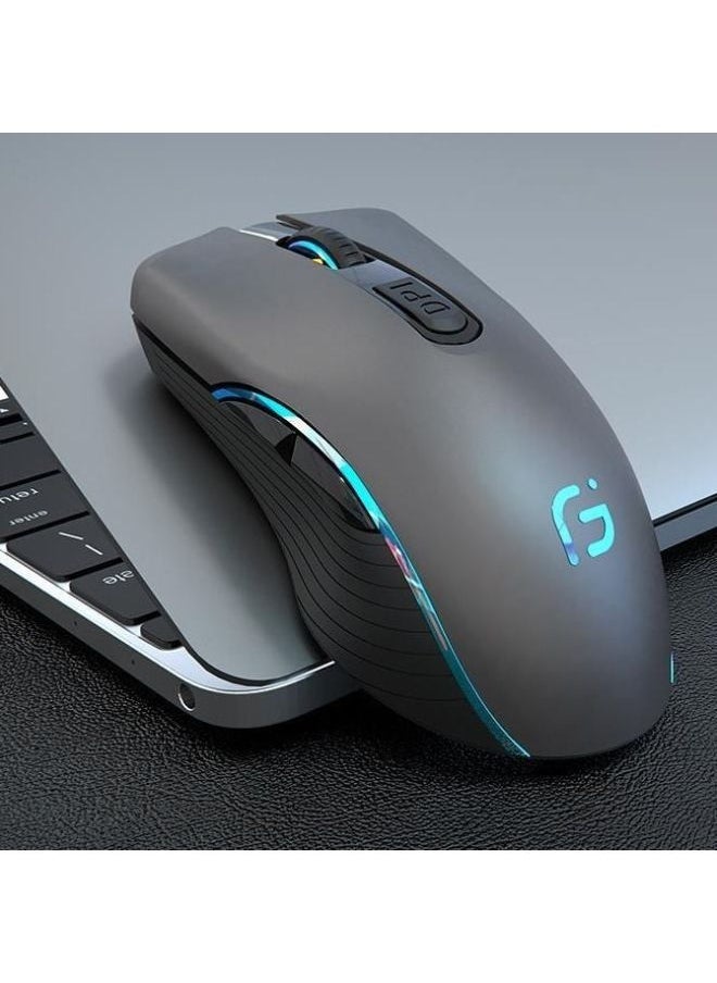 Wireless Mouse Rechargeable Bluetooth Silent Mute Laptop Desktop Computer Gaming Office-Specifications:Space Grey Single Template