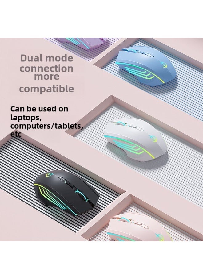 Bluetooth Wireless Mouse Silent Silent Rechargeable Gaming E-Competition Male And Female Desktop Laptop Universal-Specifications:Ultimate Version 7-key-wired/wireless/bluetooth Three-mode-2400dpi-dream Purple [electroplating Model]-official Standard