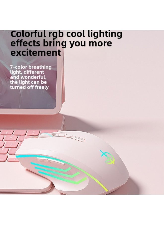 Bluetooth Wireless Mouse Silent Silent Rechargeable Gaming E-Competition Male And Female Desktop Laptop Universal-Specifications:Ultimate Version 7-key-wired/wireless/bluetooth Three-mode-2400dpi-dream Purple [electroplating Model]-official Standard