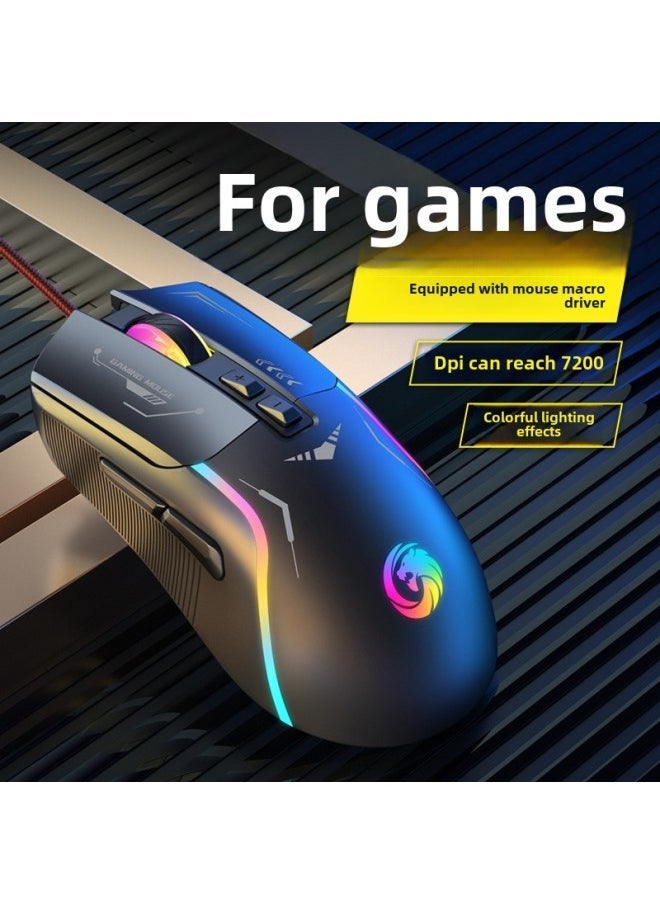 E-commerce Wired 7D Luminous Mouse With Macro Definition Macro Drive E-sports Game Office Colorful Dazzling Mouse-Specifications:Pink