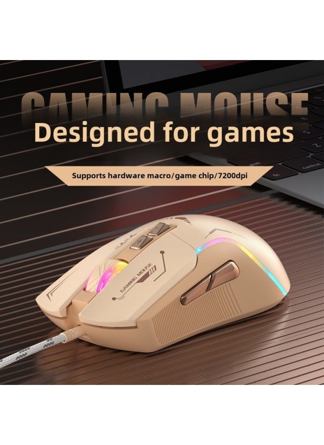 E-commerce Wired 7D Luminous Mouse With Macro Definition Macro Drive E-sports Game Office Colorful Dazzling Mouse-Specifications:Pink