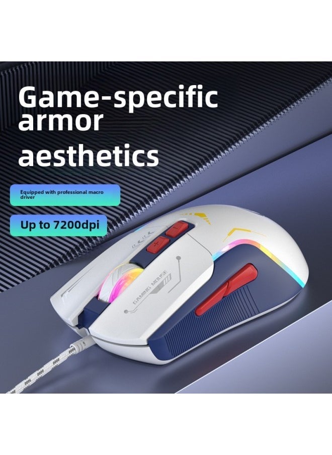 E-commerce Wired 7D Luminous Mouse With Macro Definition Macro Drive E-sports Game Office Colorful Dazzling Mouse-Specifications:Pink
