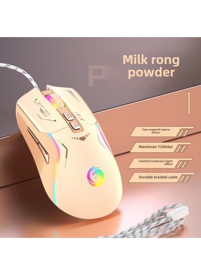 E-commerce Wired 7D Luminous Mouse With Macro Definition Macro Drive E-sports Game Office Colorful Dazzling Mouse-Specifications:Pink