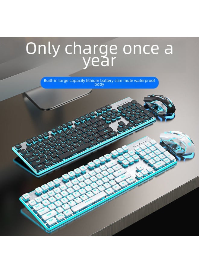 X7s Wireless Bluetooth Keyboard Mouse Set Ultra-thin Silent Comfortable Charging For Gaming Office Use-Specifications:[Wireless Bluetooth Dual Mode] Black Blue-[Mute Rechargeable Large Battery] Table Mat