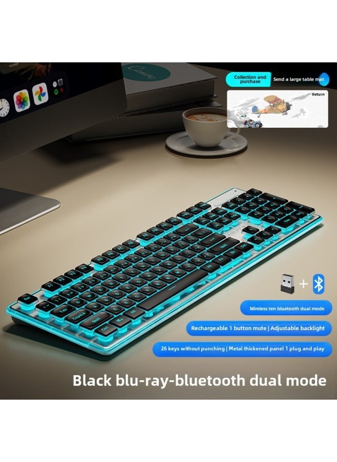 X7s Wireless Bluetooth Keyboard Mouse Set Ultra-thin Silent Comfortable Charging For Gaming Office Use-Specifications:[Wireless Bluetooth Dual Mode] Black Blue-[Mute Rechargeable Large Battery] Table Mat