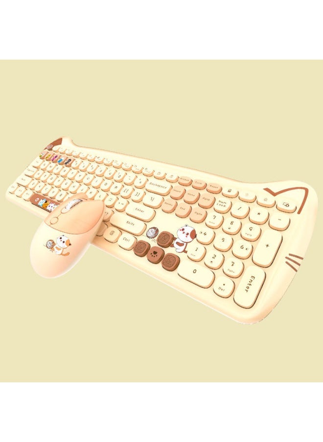 Skyscraper Meow Meng PLUS Wireless Keyboard Mouse Suit Girls Cute Chocolate Office Unlimited Keyboard-Specifications:Meow Meng (plus Wireless Version) Vitality Powder